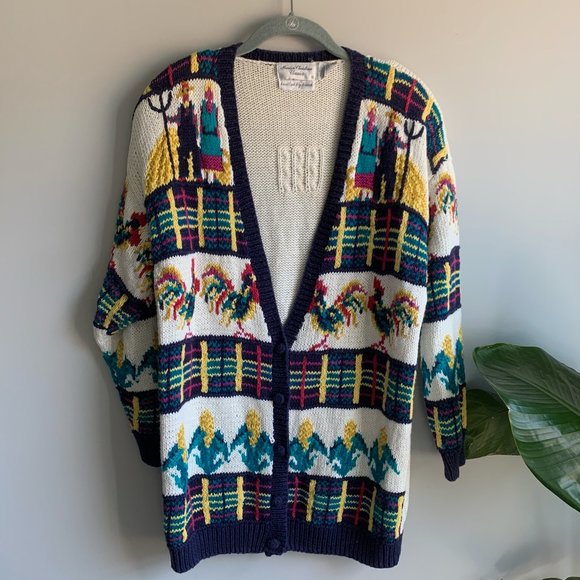 Vintage Sweaters - Vintage Marisa Christina Classics Rooster Cardigan